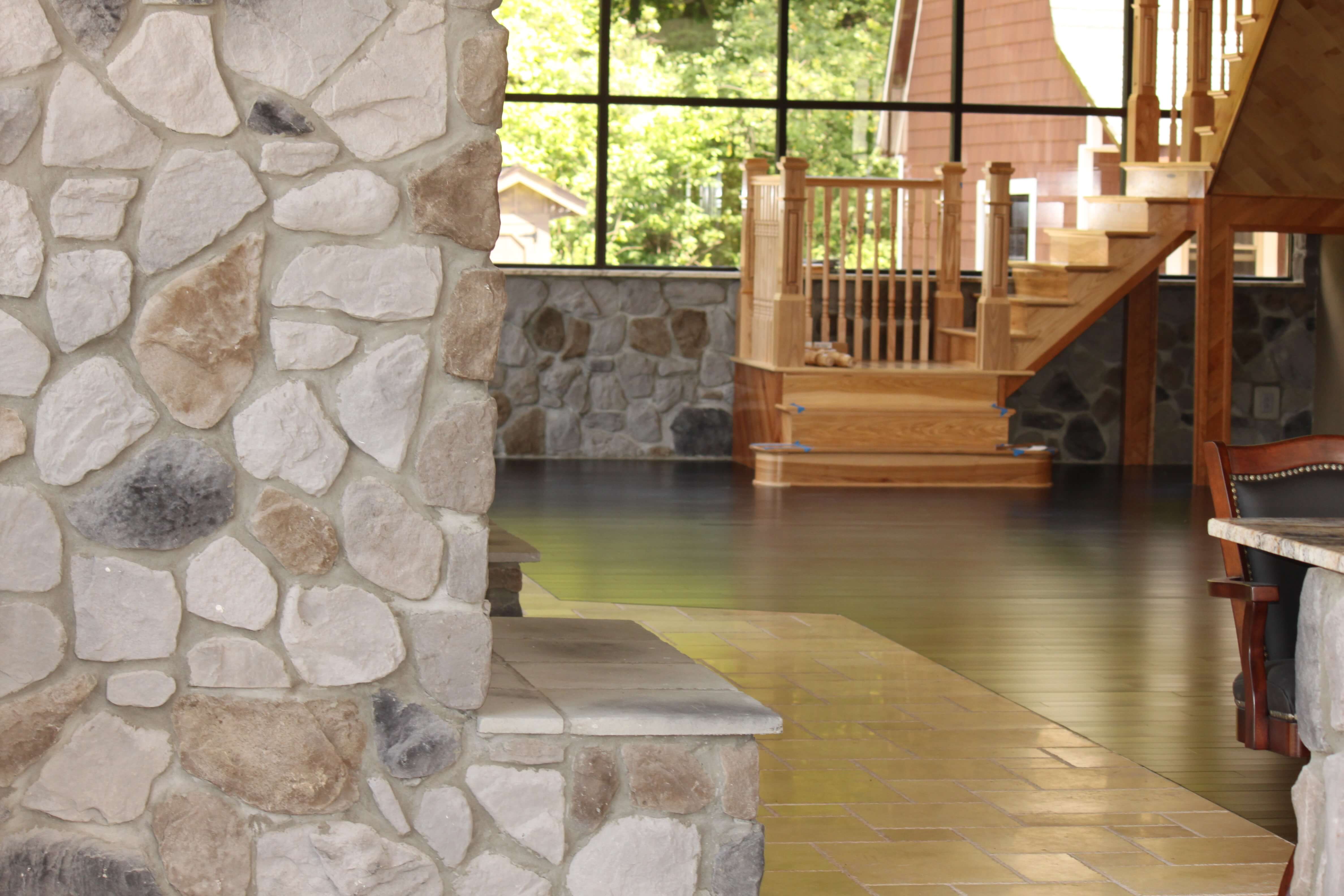 Stone, wood and tile